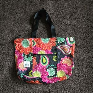 NEW Vera Bradley Pink Ziggy Zinnia Tote In A Pouch